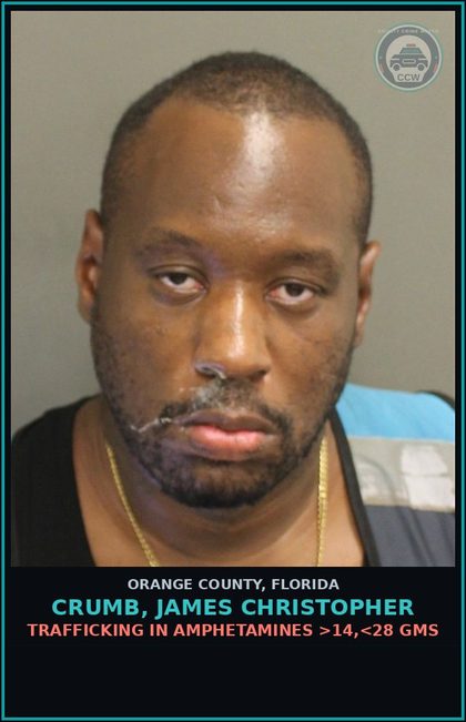 CCW arrest card for CRUMB, JAMES CHRISTOPHER in Orange County: DRIVE WITH SUSPENDED REVOKED LICENSE SUBSQ OFF