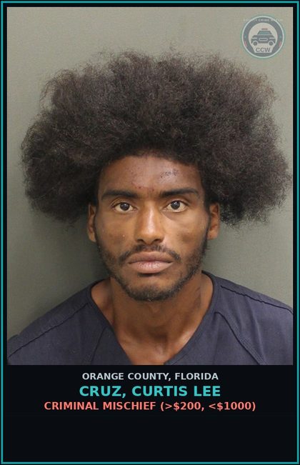 CCW arrest card for CRUZ, CURTIS LEE in Orange County: CRIMINAL MISCHIEF (>$200, <$1000)