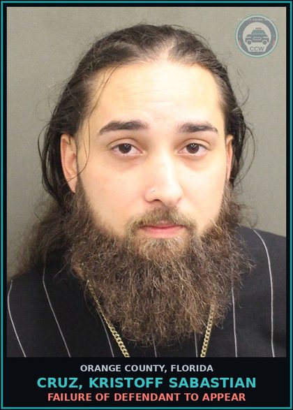 CCW arrest card for CRUZ, KRISTOFF SABASTIAN in Orange County: FAILURE OF DEFENDANT TO APPEAR