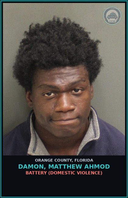 CCW arrest card for DAMON, MATTHEW AHMOD in Orange County: BATTERY (DOMESTIC VIOLENCE)
