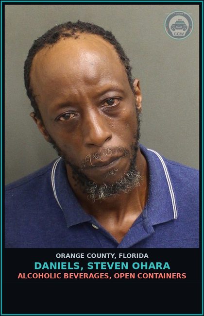 CCW arrest card for DANIELS, STEVEN OHARA in Orange County: ALCOHOLIC BEVERAGES, OPEN CONTAINERS