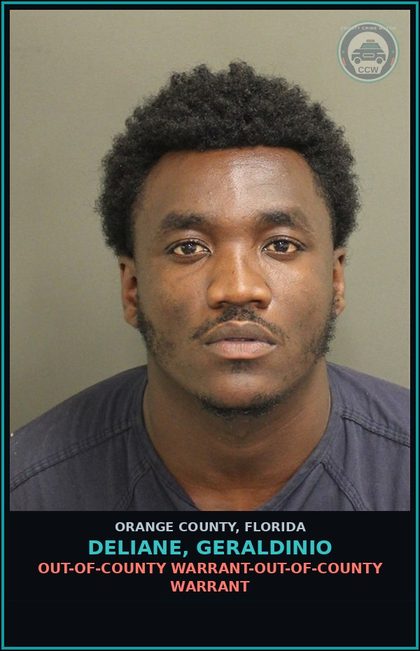 CCW arrest card for DELIANE, GERALDINIO in Orange County: OUT-OF-COUNTY WARRANT-OUT-OF-COUNTY WARRANT