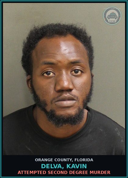 CCW arrest card for DELVA, KAVIN in Orange County: SHOOTING FROM VEHICLE W/IN 1000' OF PERSON