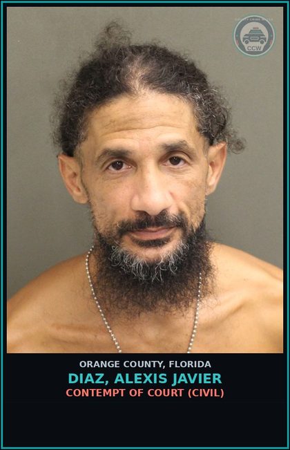 CCW arrest card for DIAZ, ALEXIS JAVIER in Orange County: CONTEMPT OF COURT (CIVIL)