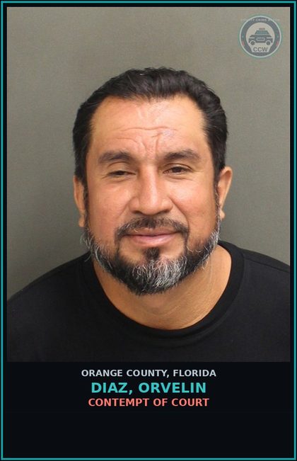 CCW arrest card for DIAZ, ORVELIN in Orange County: CONTEMPT OF COURT