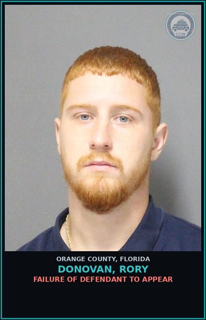 CCW arrest card for DONOVAN, RORY in Orange County: FAILURE OF DEFENDANT TO APPEAR