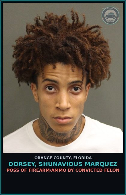 CCW arrest card for DORSEY, SHUNAVIOUS MARQUEZ in Orange County: DRIVE WITH SUSPENDED REVOKED LICENSE