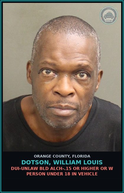 CCW arrest card for DOTSON, WILLIAM LOUIS in Orange County: CAMPING PROHIBITED; EXCEPTIONS