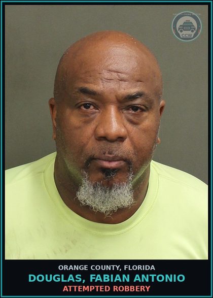 CCW arrest card for DOUGLAS, FABIAN ANTONIO in Orange County: ATTEMPTED ROBBERY