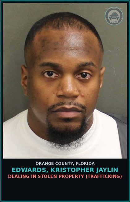 CCW arrest card for EDWARDS, KRISTOPHER JAYLIN in Orange County: GRAND THEFT 2ND DEGREE $20,000 OR MORE LESS THAN $100,000
