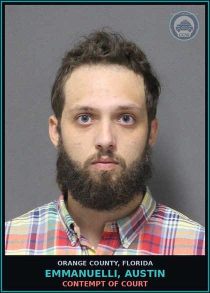 CCW arrest card for EMMANUELLI, AUSTIN in Orange County: CONTEMPT OF COURT