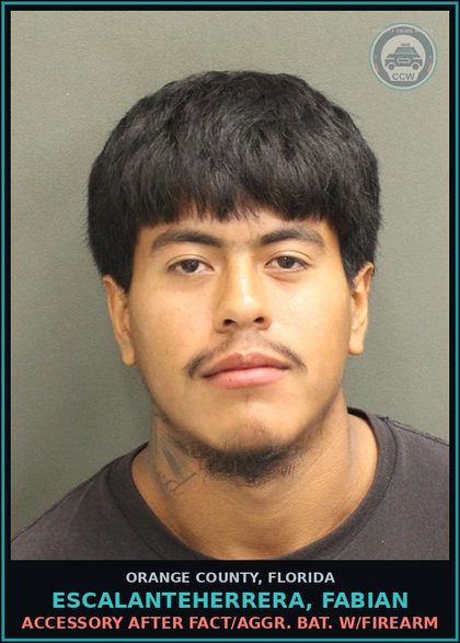 CCW arrest card for ESCALANTEHERRERA, FABIAN in Orange County: ACCESSORY AFTER FACT/AGGR. BAT. W/FIREARM