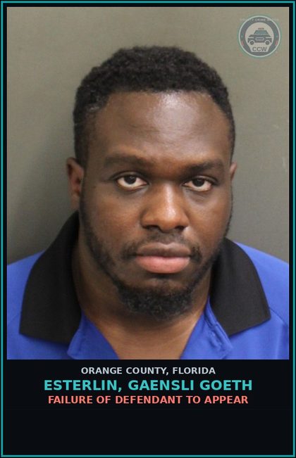 CCW arrest card for ESTERLIN, GAENSLI GOETH in Orange County: FAILURE OF DEFENDANT TO APPEAR