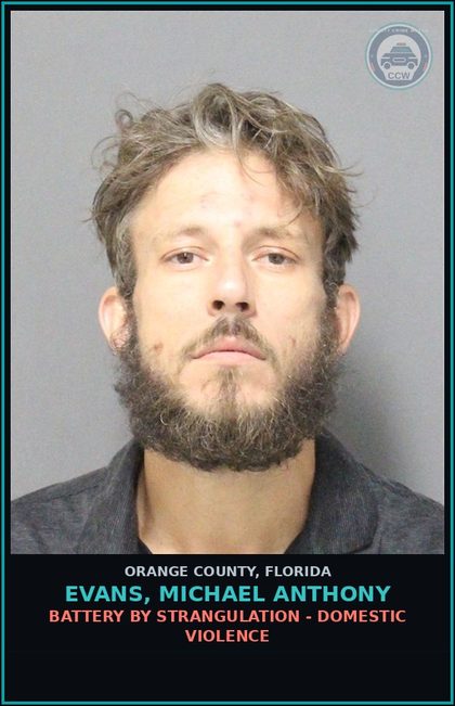 CCW arrest card for EVANS, MICHAEL ANTHONY in Orange County: BATTERY BY STRANGULATION - DOMESTIC VIOLENCE