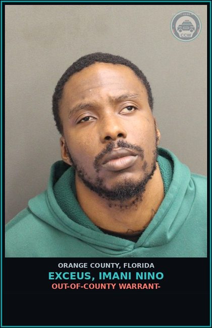 CCW arrest card for EXCEUS, IMANI NINO in Orange County: OUT-OF-COUNTY WARRANT-