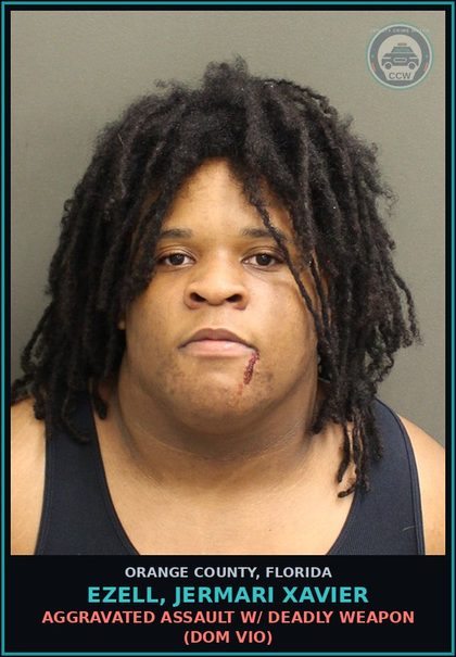 CCW arrest card for EZELL, JERMARI XAVIER in Orange County: BATTERY (DOMESTIC VIOLENCE)