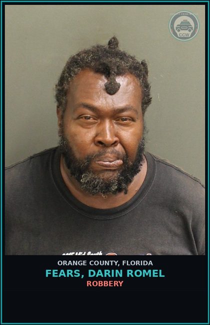 CCW arrest card for FEARS, DARIN ROMEL in Orange County: TRESPASS/PROP. OTHER THAN STRUCT. OR CONV.