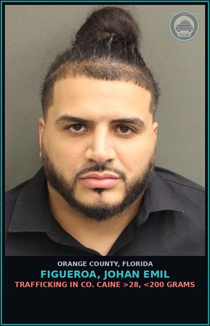CCW arrest card for FIGUEROA, JOHAN EMIL in Orange County: TRAFFICKING IN COCAINE >28, <200 GRAMS
