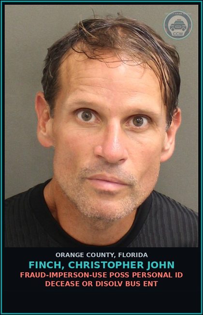 CCW arrest card for FINCH, CHRISTOPHER JOHN in Orange County: TRESPASS/PROP. OTHER THAN STRUCT. OR CONV.