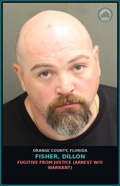 CCW arrest card for FISHER, DILLON in Orange County: FUGITIVE FROM JUSTICE (arrest w/o warrant)