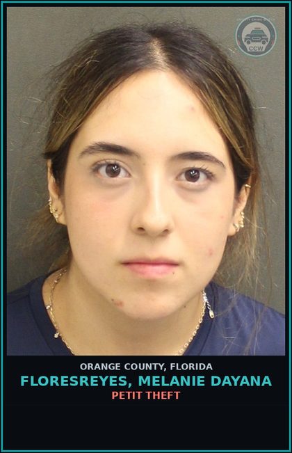 CCW arrest card for FLORESREYES, MELANIE DAYANA in Orange County: PETIT THEFT