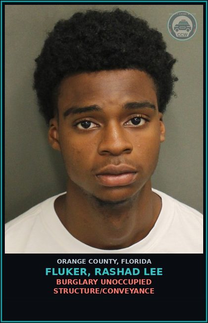 CCW arrest card for FLUKER, RASHAD LEE in Orange County: CREDIT CARD THEFT (TAKING OR RECEIVING)