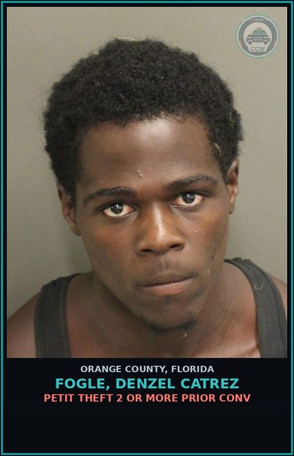 CCW arrest card for FOGLE, DENZEL CATREZ in Orange County: RESISTING OFFICER WITHOUT VIOLENCE