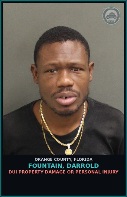 CCW arrest card for FOUNTAIN, DARROLD in Orange County: TRESPASS-OTHER THAN STR/COV. (REF. LEAVE)