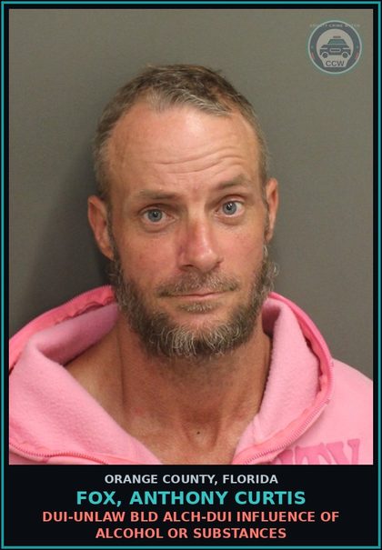 CCW arrest card for FOX, ANTHONY CURTIS in Orange County: TRESPASSING-STRUCTURE OR CONVEYANCE