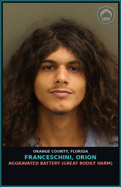 CCW arrest card for FRANCESCHINI, ORION in Orange County: AGGRAVATED BATTERY (GREAT BODILY HARM)