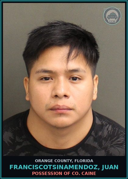CCW arrest card for FRANCISCOTSINAMENDOZ, JUAN in Orange County: POSSESSION OF COCAINE