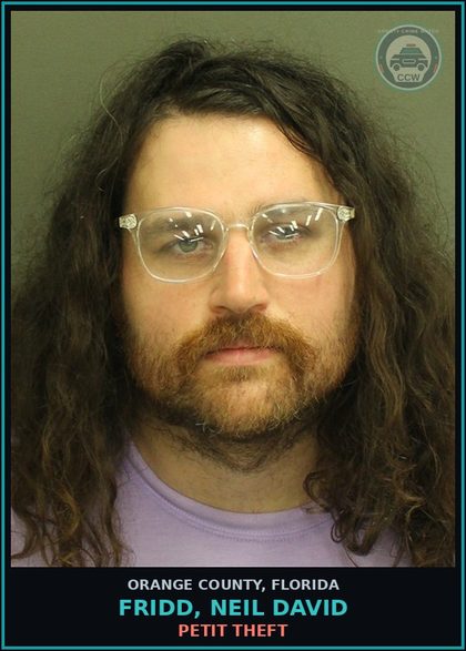 CCW arrest card for FRIDD, NEIL DAVID in Orange County: PETIT THEFT