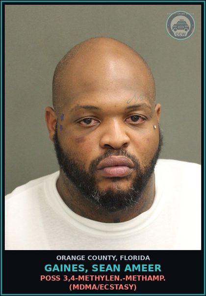 CCW arrest card for GAINES, SEAN AMEER in Orange County: DANGEROUS EXCESSIVE SPEEDING (50 MPH OR MORE)