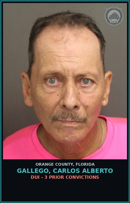 CCW arrest card for GALLEGO, CARLOS ALBERTO in Orange County: DUI - 3 PRIOR CONVICTIONS