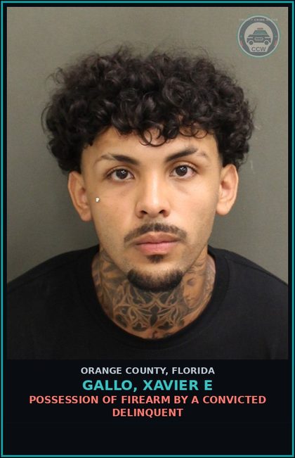 CCW arrest card for GALLO, XAVIER E in Orange County: POSSESSION OF COCAINE