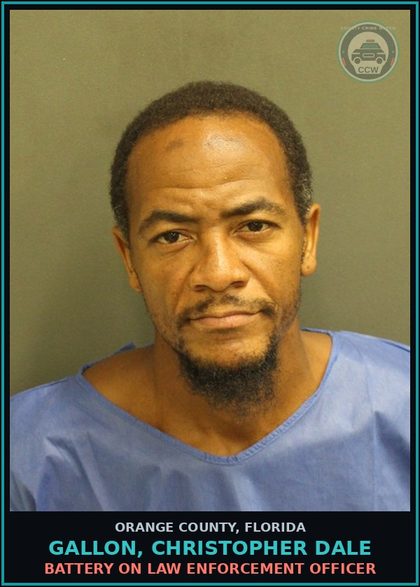 CCW arrest card for GALLON, CHRISTOPHER DALE in Orange County: BATTERY ON LAW ENFORCEMENT OFFICER