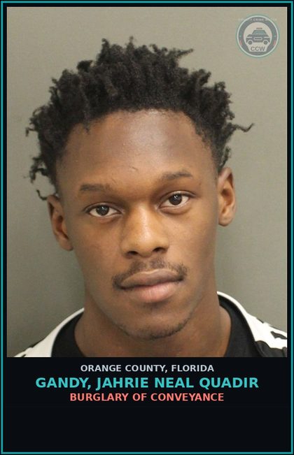 CCW arrest card for GANDY, JAHRIE NEAL QUADIR in Orange County: VIOLATION OF PROBATION