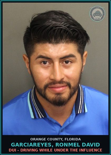 CCW arrest card for GARCIAREYES, RONMEL DAVID in Orange County: DUI - DRIVING WHILE UNDER THE INFLUENCE