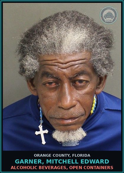 CCW arrest card for GARNER, MITCHELL EDWARD in Orange County: ALCOHOLIC BEVERAGES, OPEN CONTAINERS