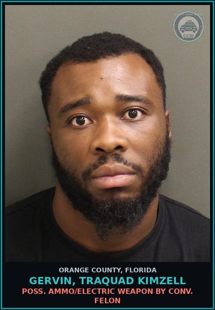 CCW arrest card for GERVIN, TRAQUAD KIMZELL in Orange County: POSS. SHORT-BARRELED GUN,RIFLE,MACHINE GUN