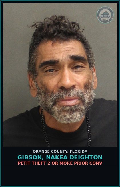 CCW arrest card for GIBSON, NAKEA DEIGHTON in Orange County: PETIT THEFT 2 OR MORE PRIOR CONV