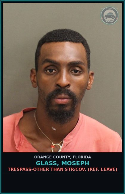 CCW arrest card for GLASS, MOSEPH in Orange County: TRESPASS-OTHER THAN STR/COV. (REF. LEAVE)