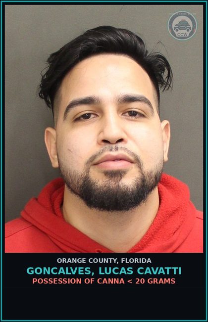 CCW arrest card for GONCALVES, LUCAS CAVATTI in Orange County: OUT-OF-COUNTY WARRANT-OUT-OF-COUNTY WARRANT