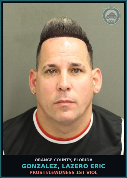 CCW arrest card for GONZALEZ, LAZERO ERIC in Orange County: Prosti/LEWDNESS 1ST VIOL
