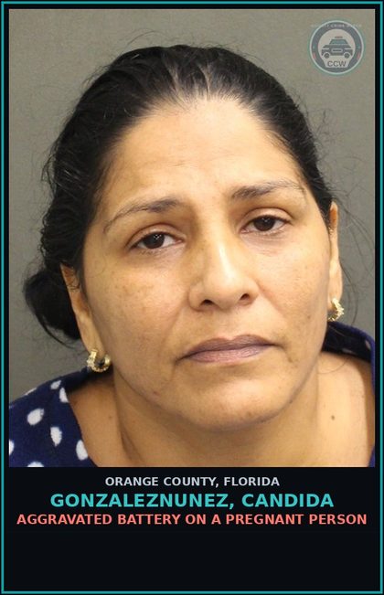 CCW arrest card for GONZALEZNUNEZ, CANDIDA in Orange County: AGGRAVATED BATTERY ON A PREGNANT PERSON
