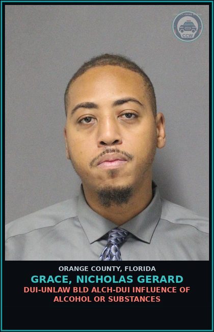 CCW arrest card for GRACE, NICHOLAS GERARD in Orange County: DUI-UNLAW BLD ALCH-DUI INFLUENCE OF ALCOHOL OR DRUGS