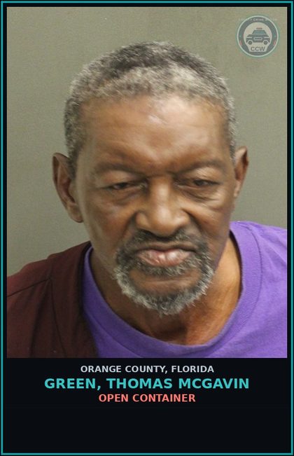 CCW arrest card for GREEN, THOMAS MCGAVIN in Orange County: OPEN CONTAINER