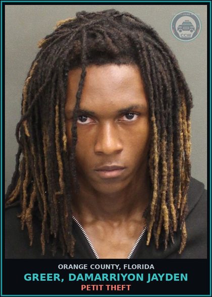 CCW arrest card for GREER, DAMARRIYON JAYDEN in Orange County: LOITERING OR PROWLING