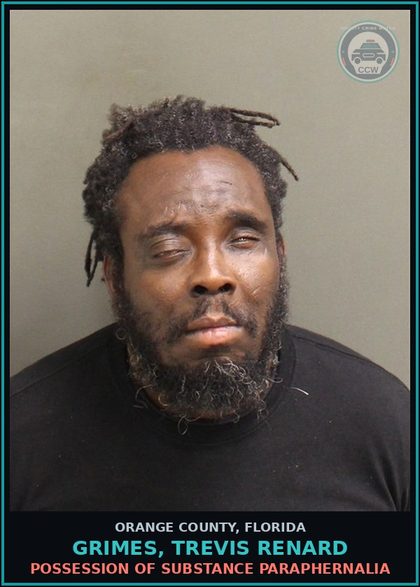 CCW arrest card for GRIMES, TREVIS RENARD in Orange County: POSSESSION OF DRUG PARAPHERNALIA