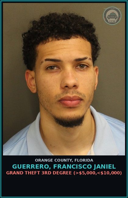 CCW arrest card for GUERRERO, FRANCISCO JANIEL in Orange County: GRAND THEFT 3RD DEGREE (>$5,000,<$10,000)